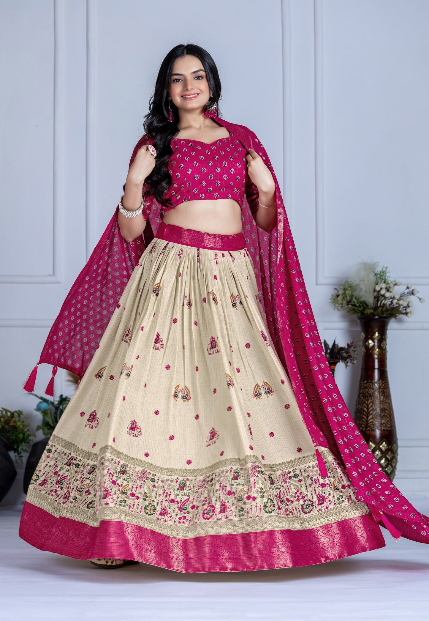 Designer pink color ghagra choli for party
