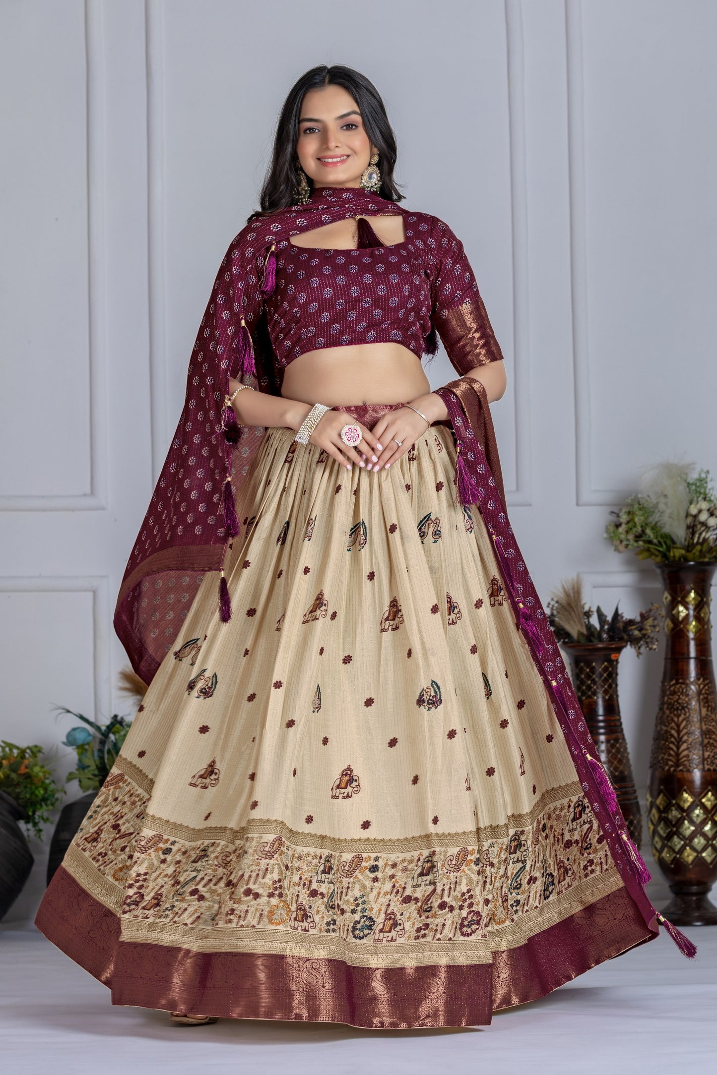 Wine color lehenga choli online shopping