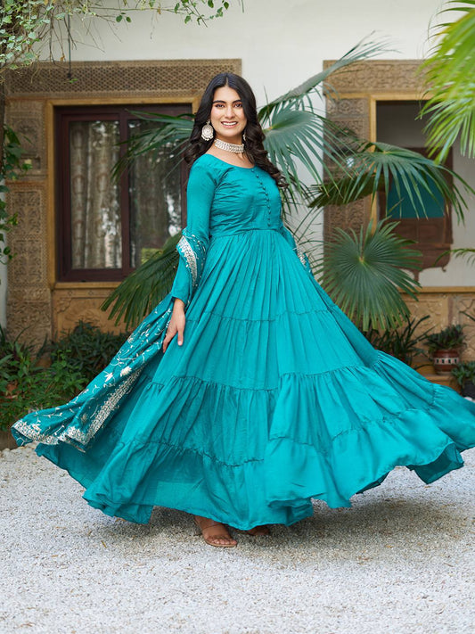 Rama designer vichitra silk gown