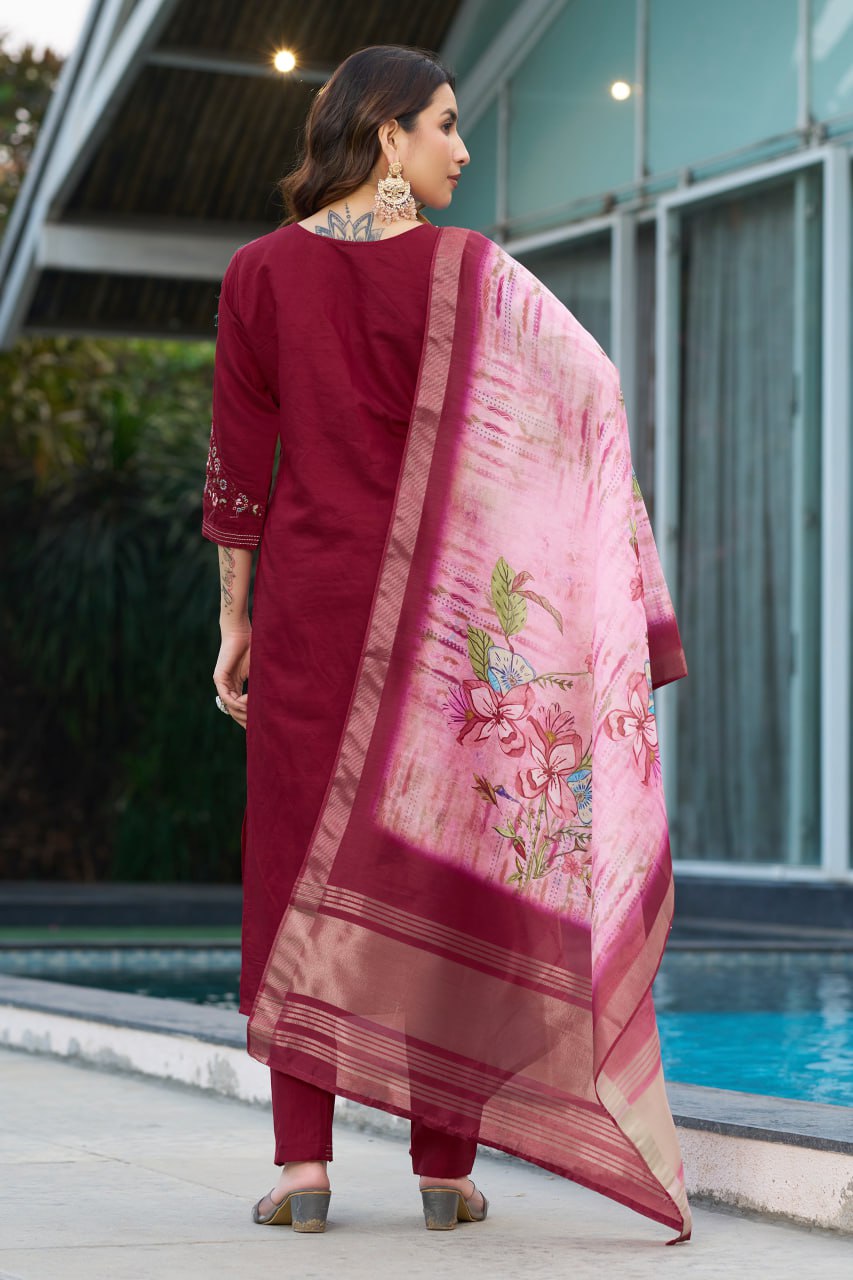 Party wear maroon hand work salwar suit