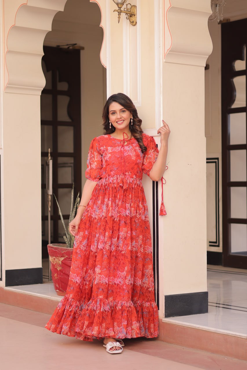 Red stylish gown for party
