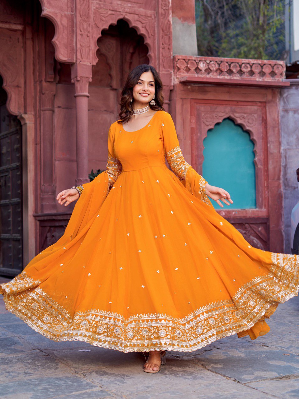 Yellow Georgette Gown
