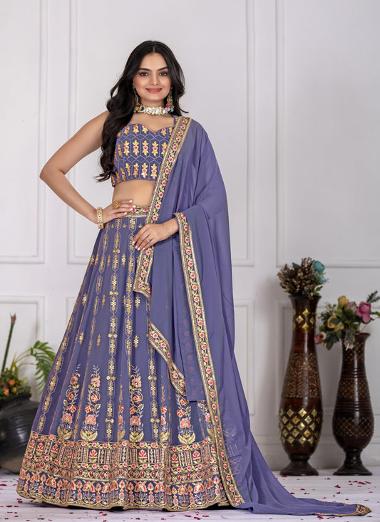 Lavender color georgette lehenga choli