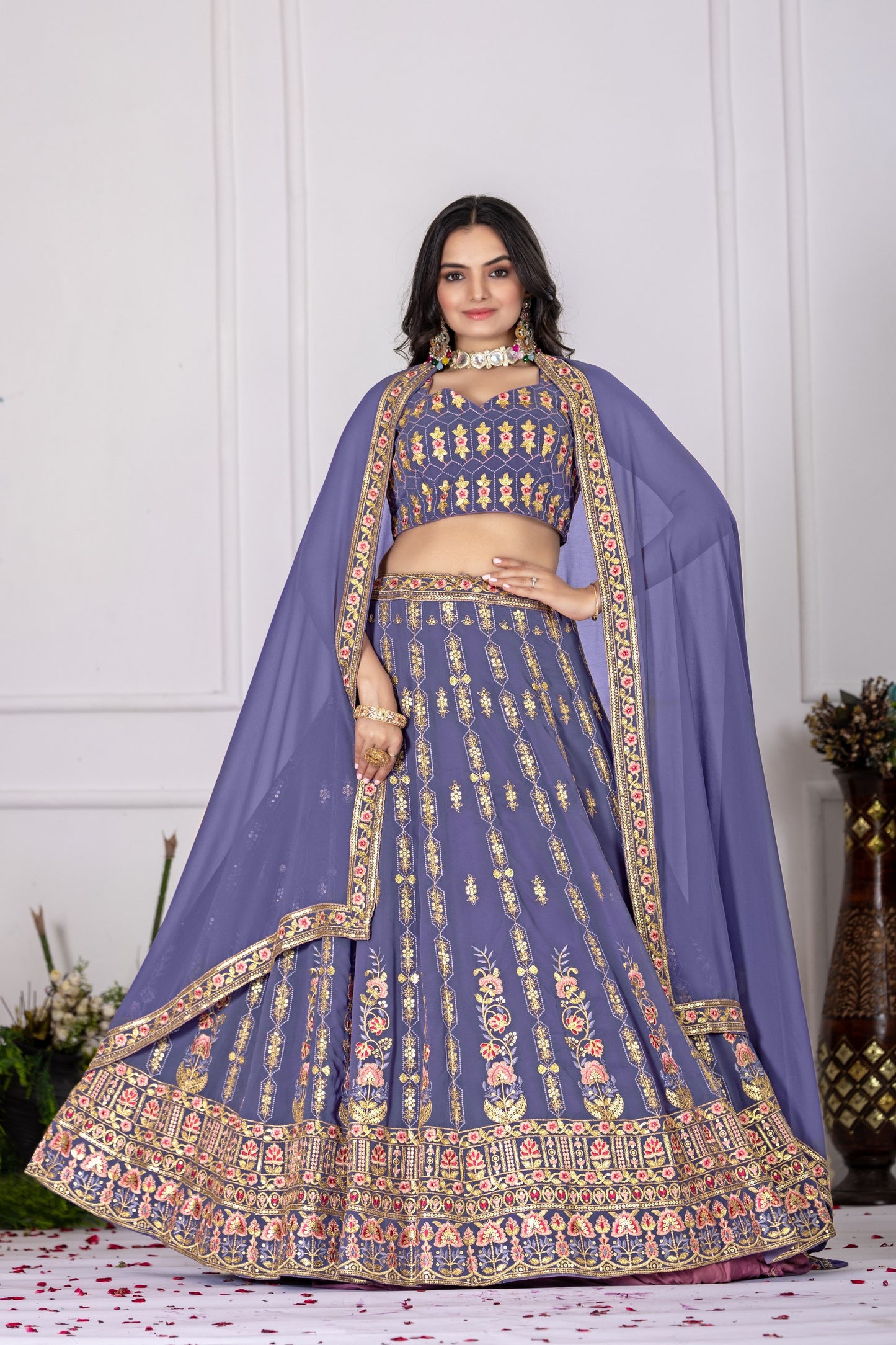 Elegance lavender color chaniya choli with online