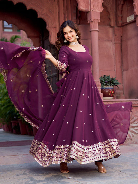 Wine Colour Gown For Wedding