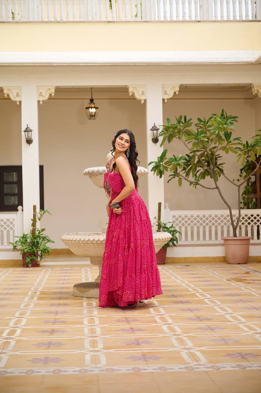 Navratri wear pink gown