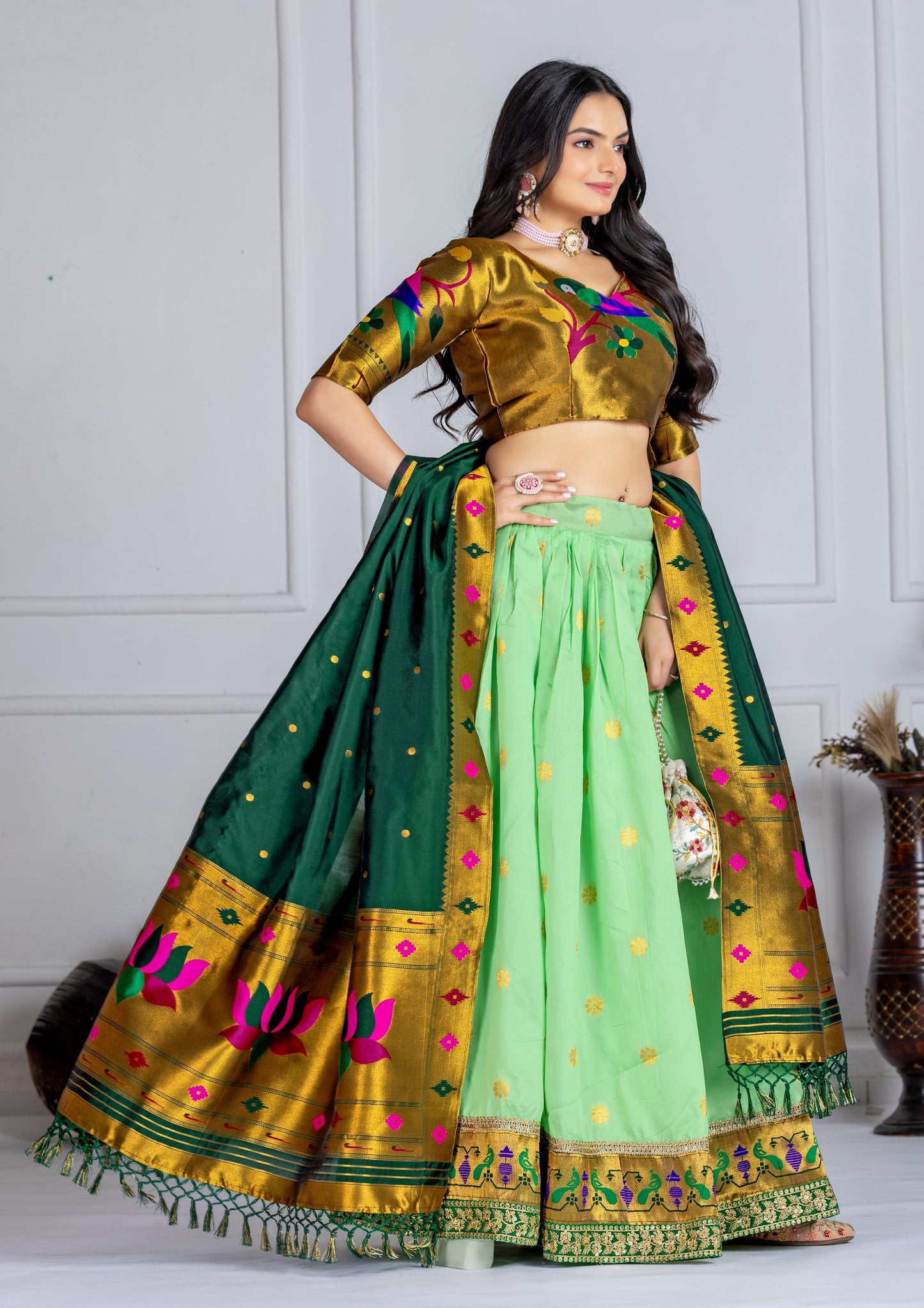 Designer green chaniya choli UK