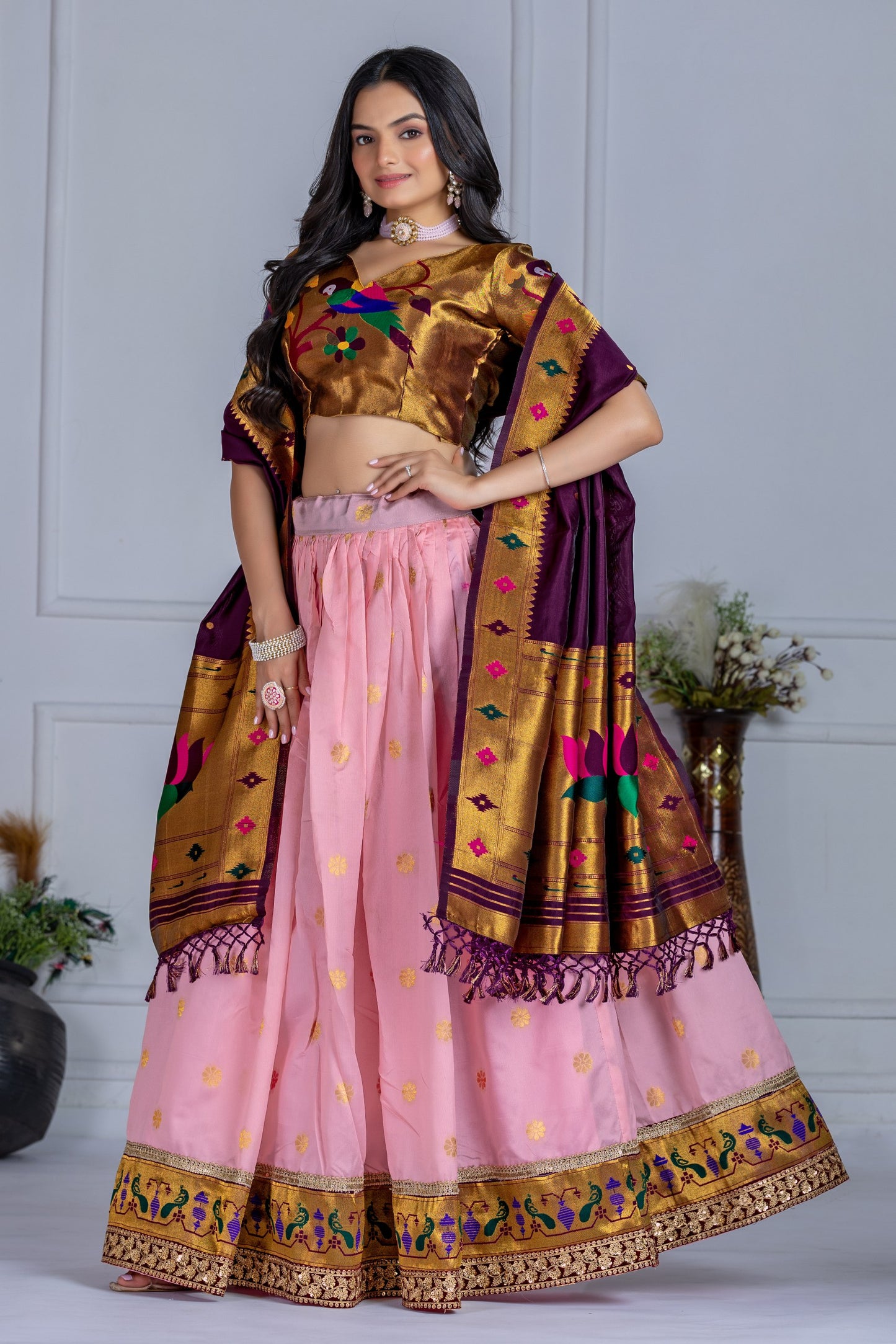 Wedding wear pink color lehenga choli UK