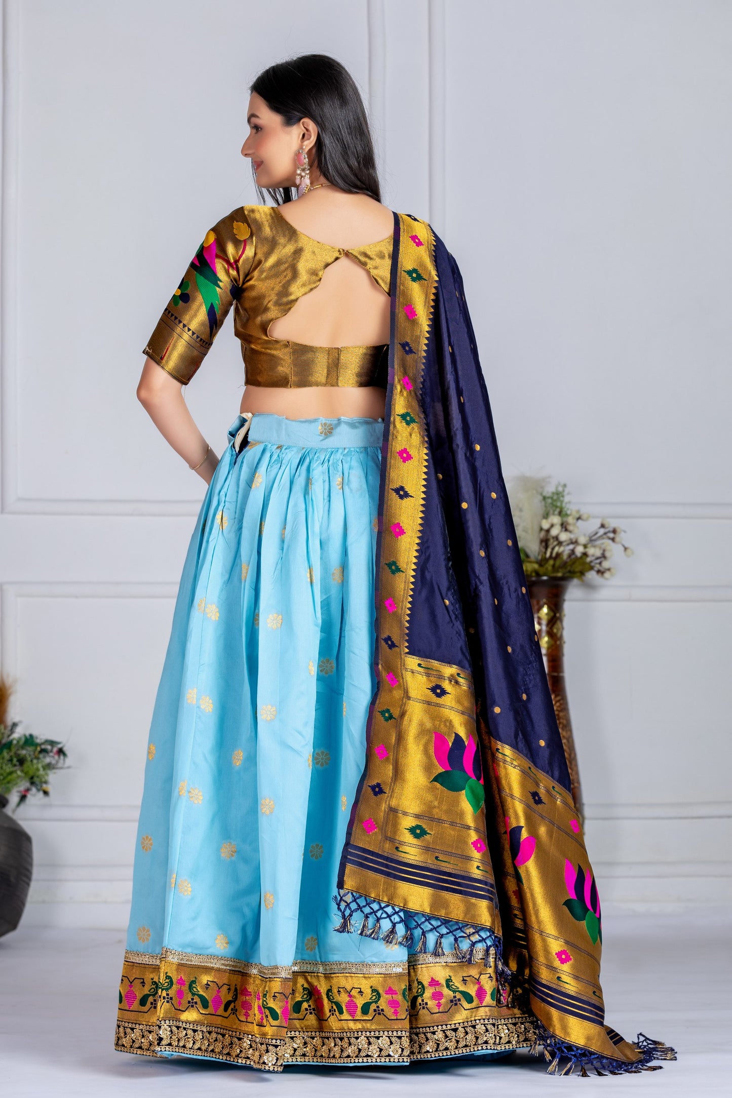 sky blue paithani lehenga choli usa