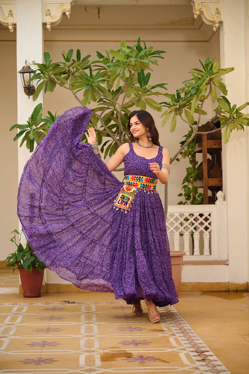 Purple color georgette gown for women