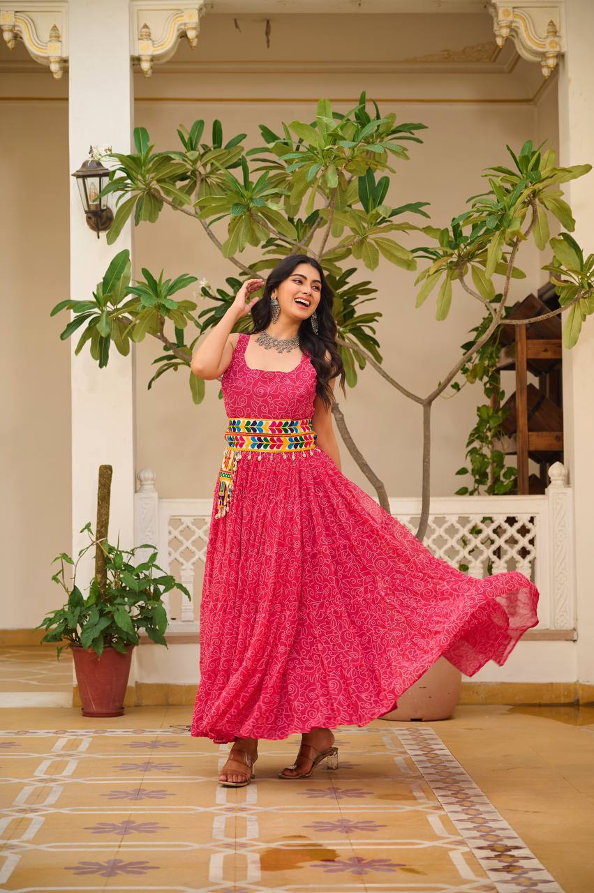 Garba wear pink gown