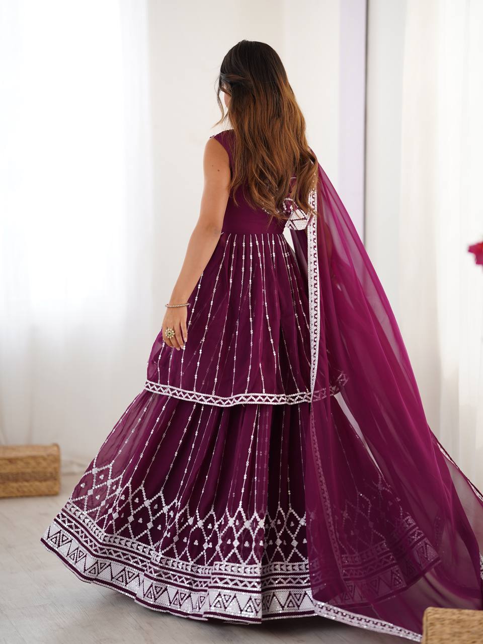 Wine colour Lehenga for party
