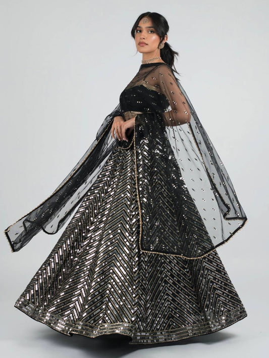 Black color georgette lehenga choli price