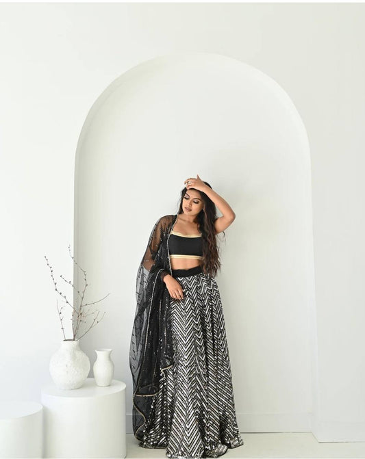 Wedding wear black color chaniya choli