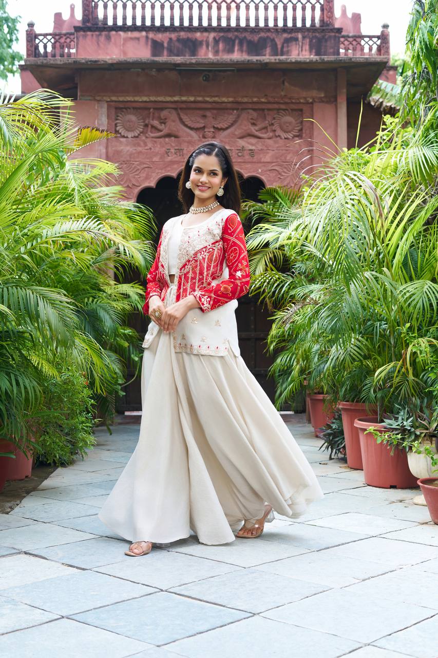 Party wear designer stitched sharara suit