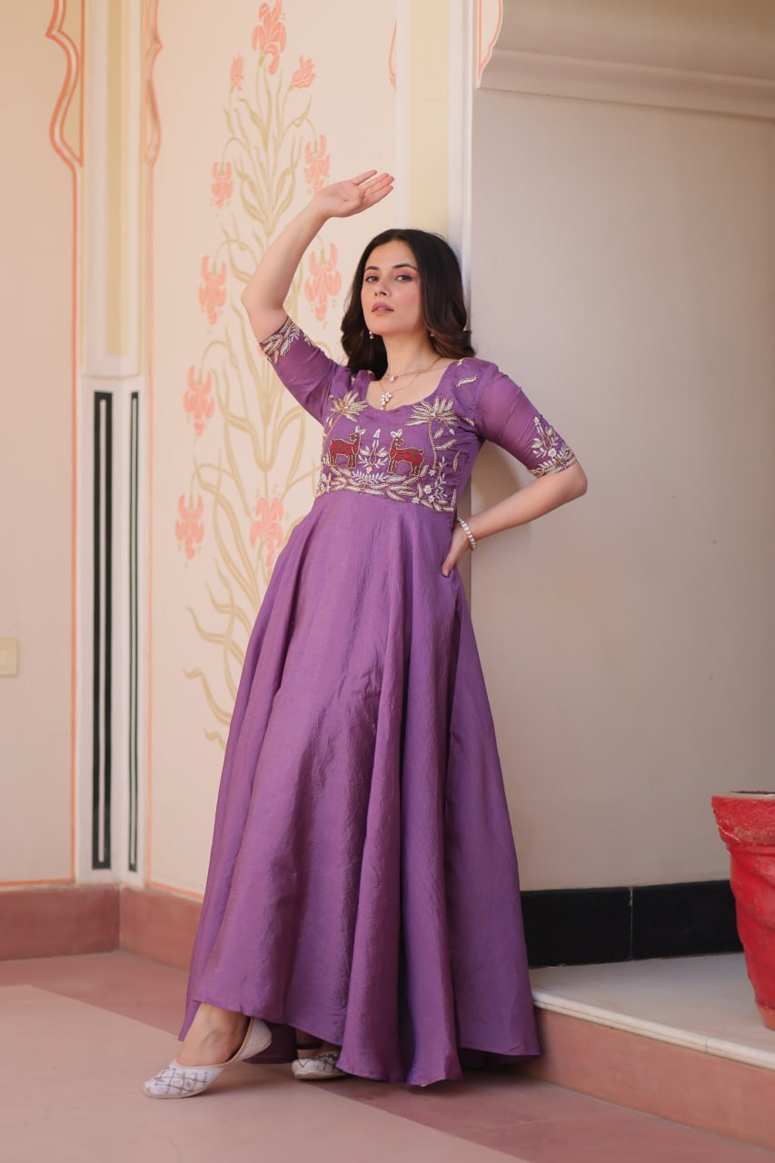 Purple Anarkali Wedding dress
