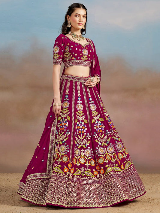 Pink color georgette lehenga choli for wedding