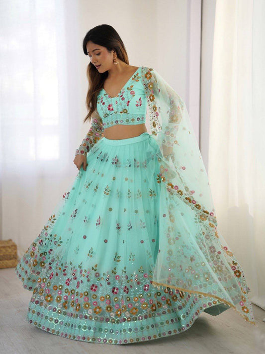 Turquoise color lehenga choli for wedding