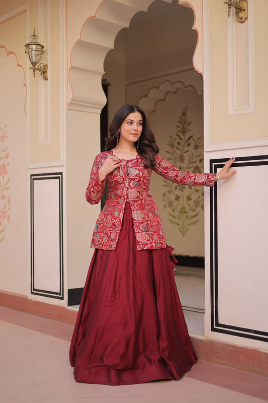Maroon color designer lehenga