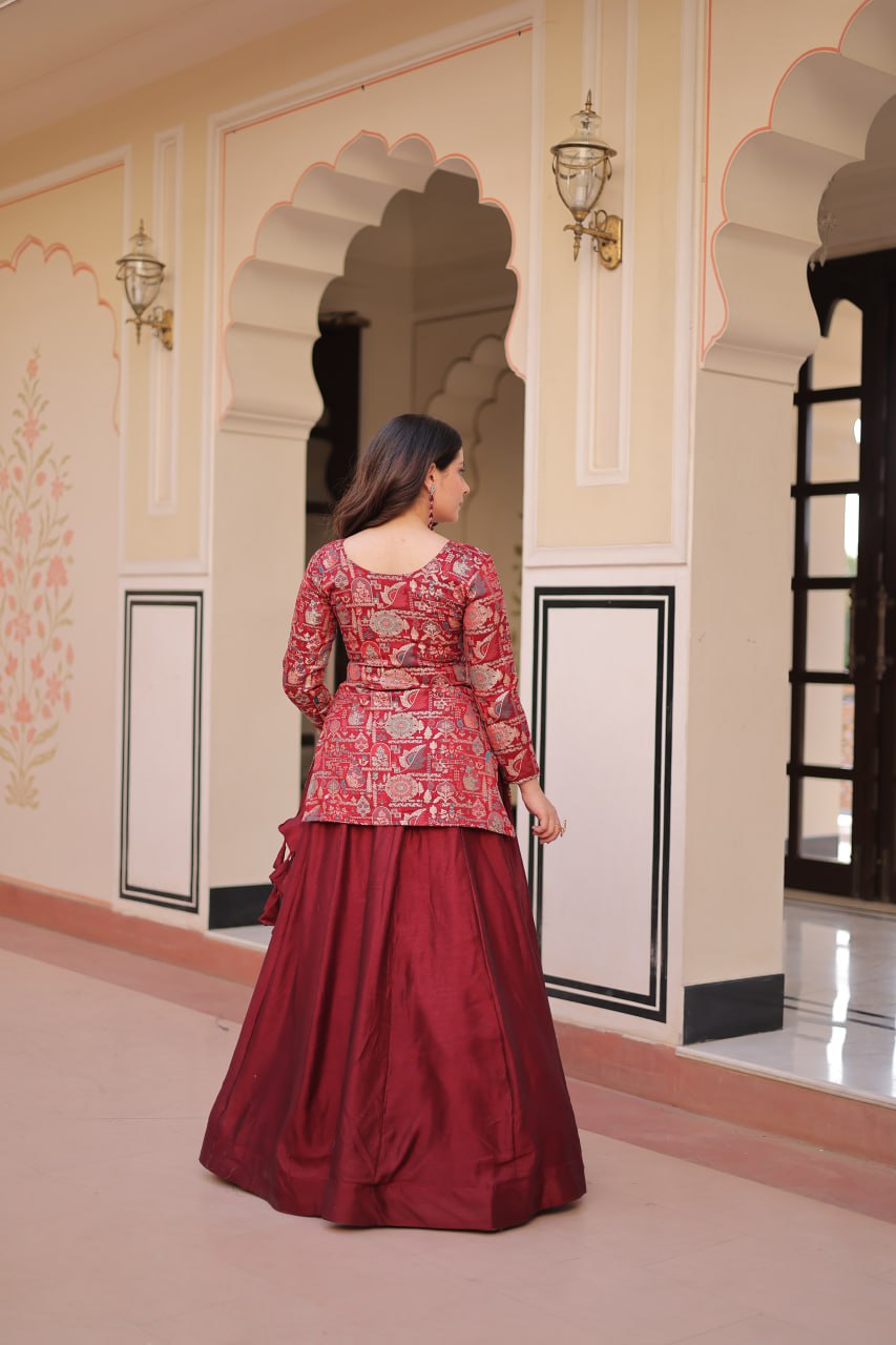 Long sleeves lehenga choli with blouse