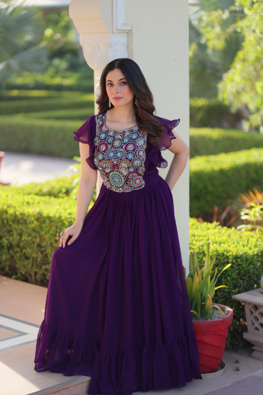 Purple color trendy collection dress