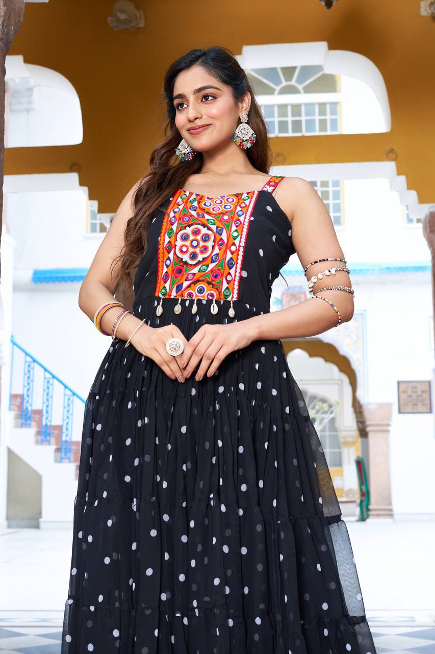 Traditional bandhani printed gown for Navratri