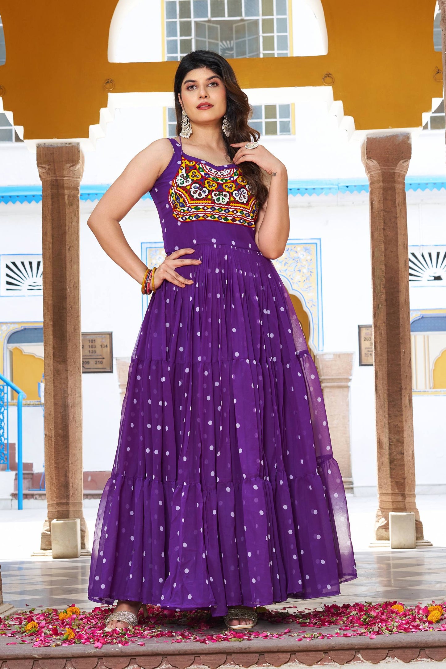 Purple color georgette gown