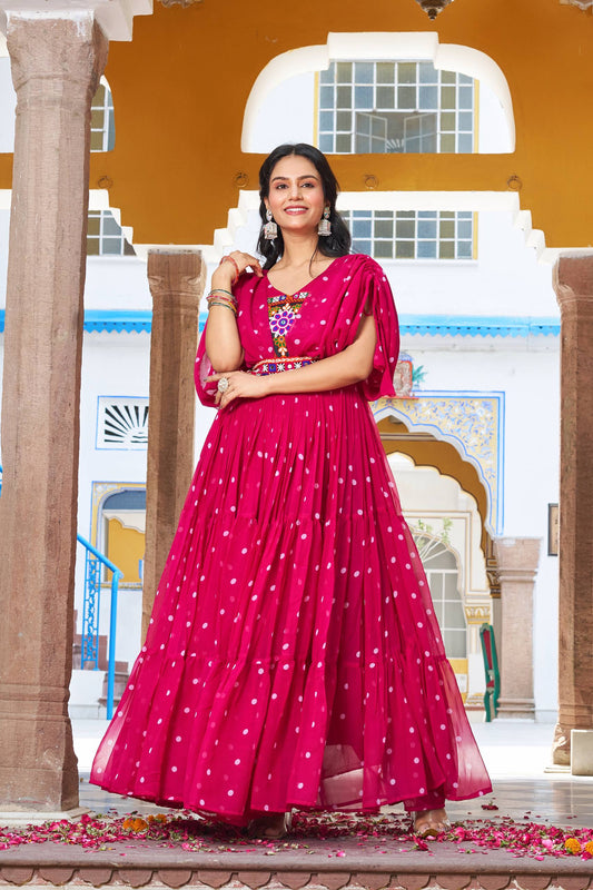 Pink color georgette gown