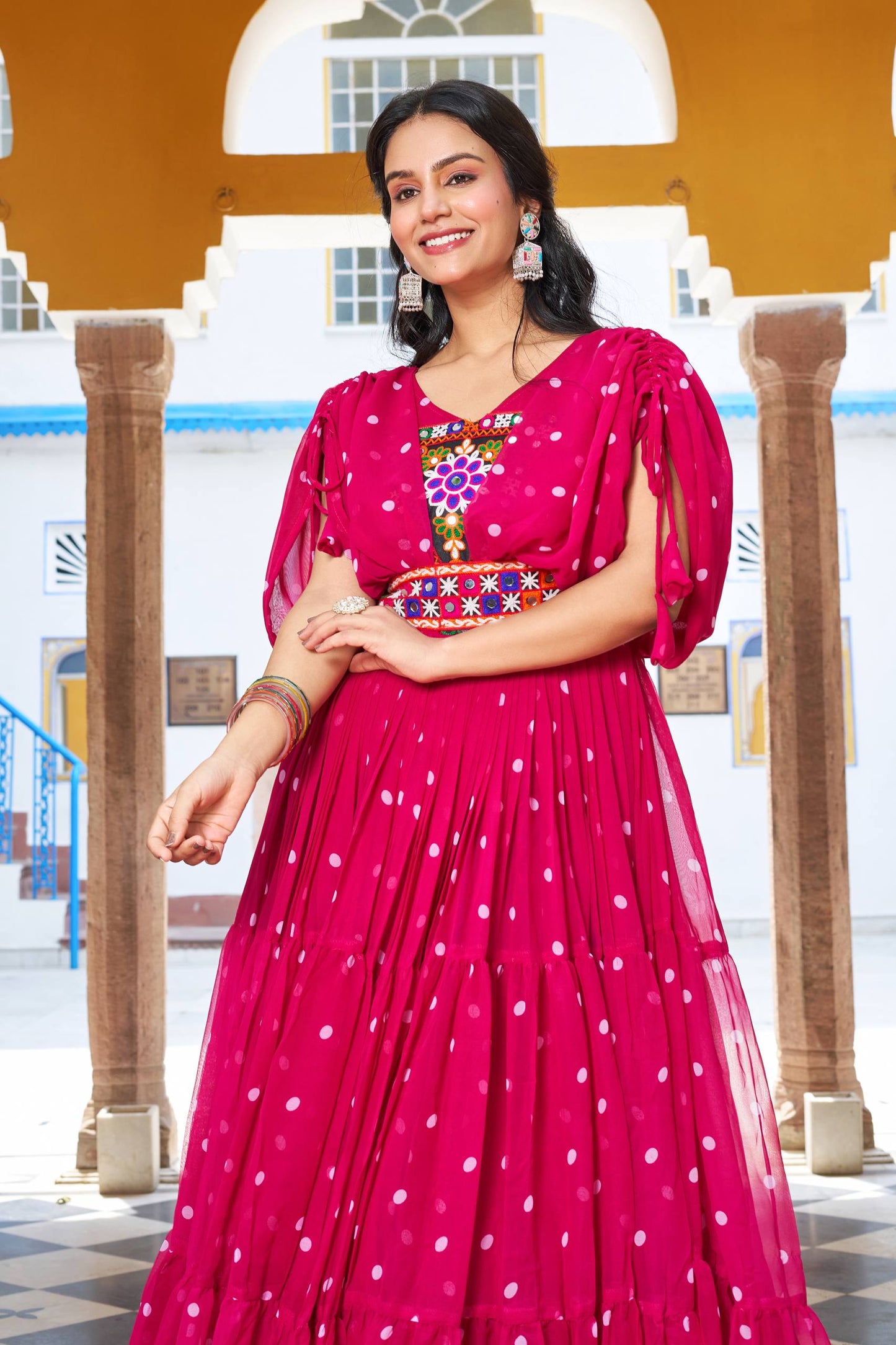 Traditional pink color gown