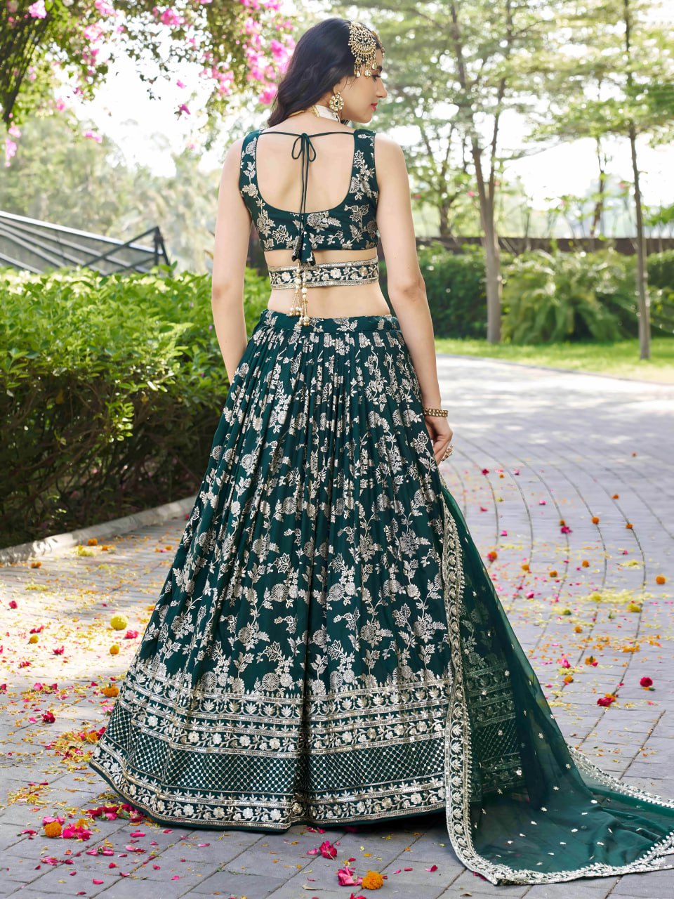 Wedding wear green lehenga choli USA