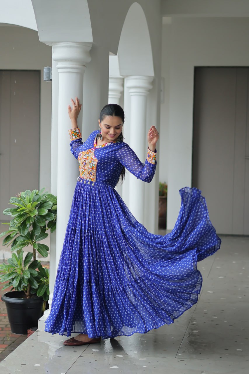 Blue color navratri gown