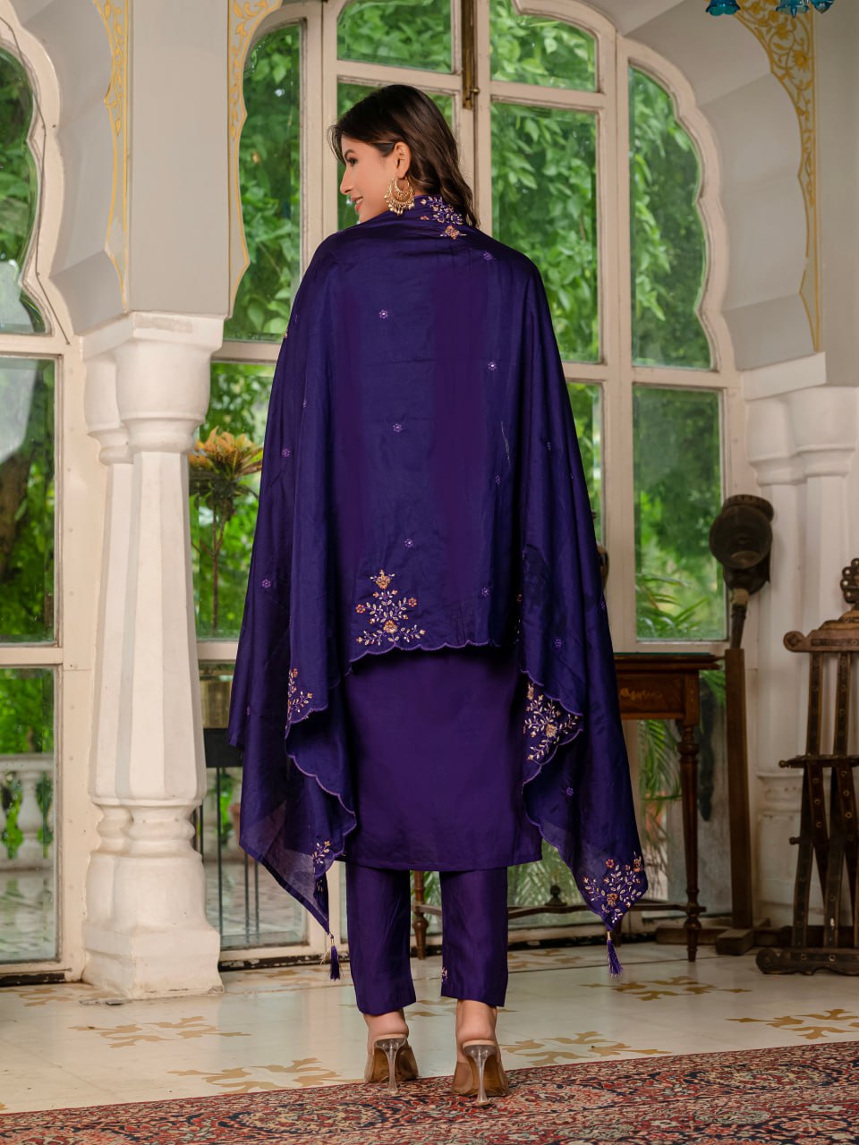 Violet color hand work salwar suit