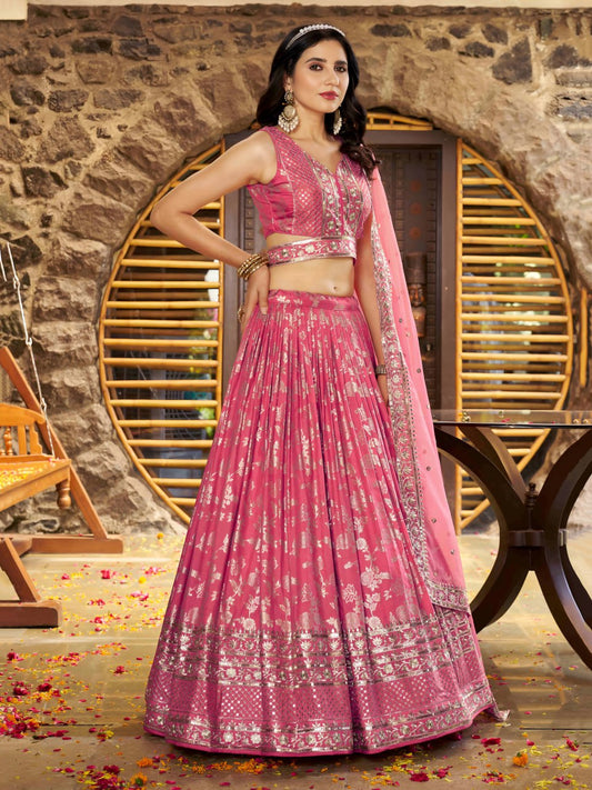 Wedding wear peach lehenga choli