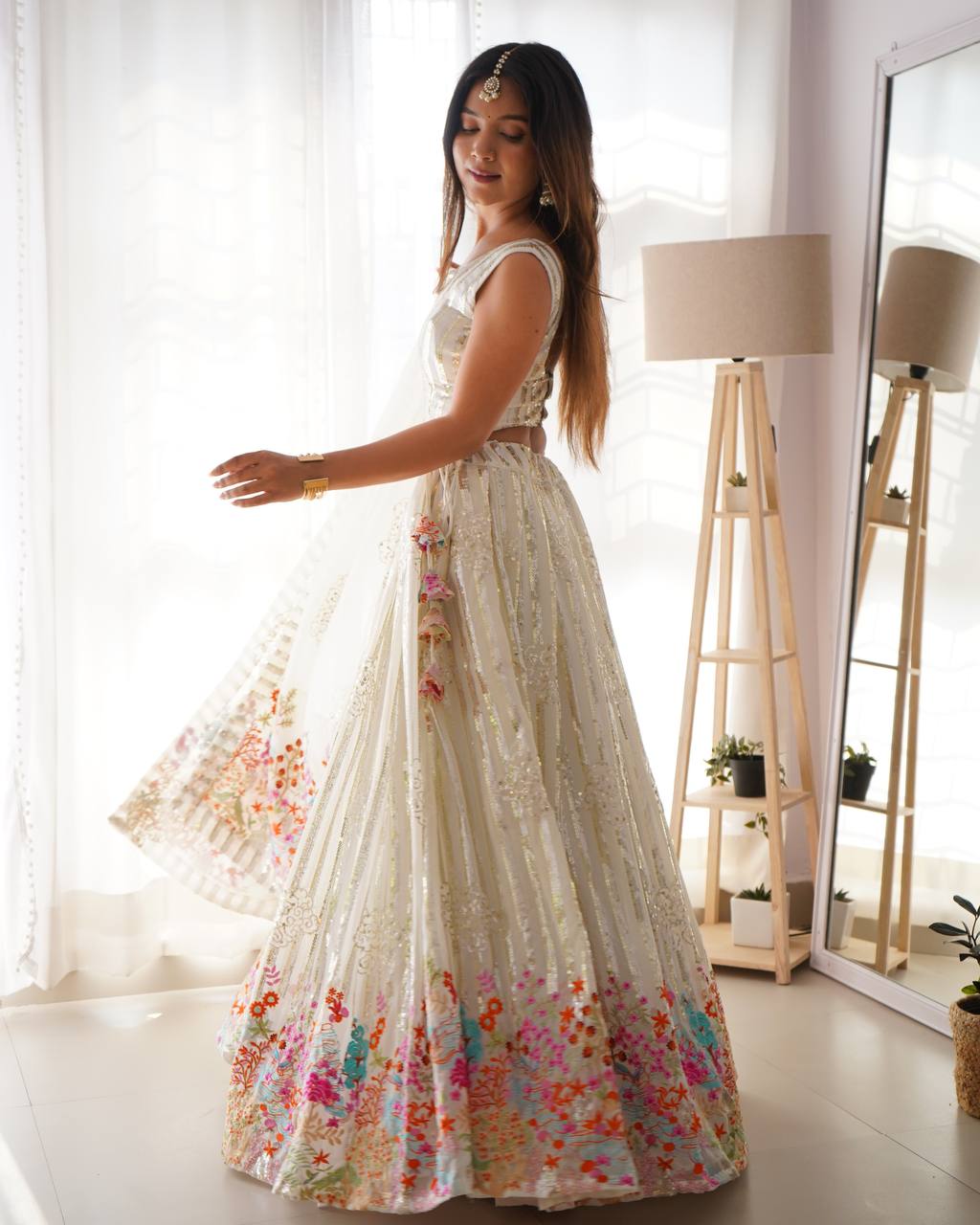 Wedding wear white lehenga choli