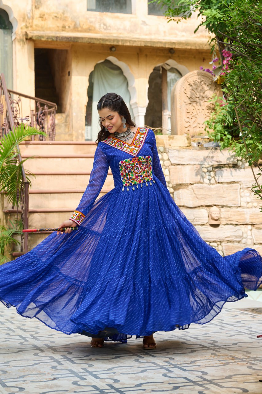 Maxi long sleeve garba dress for women