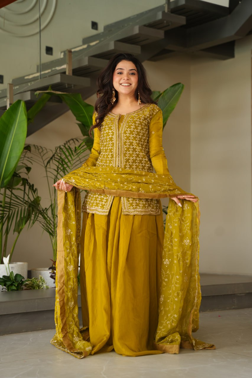 Mehendi color fendy suit price