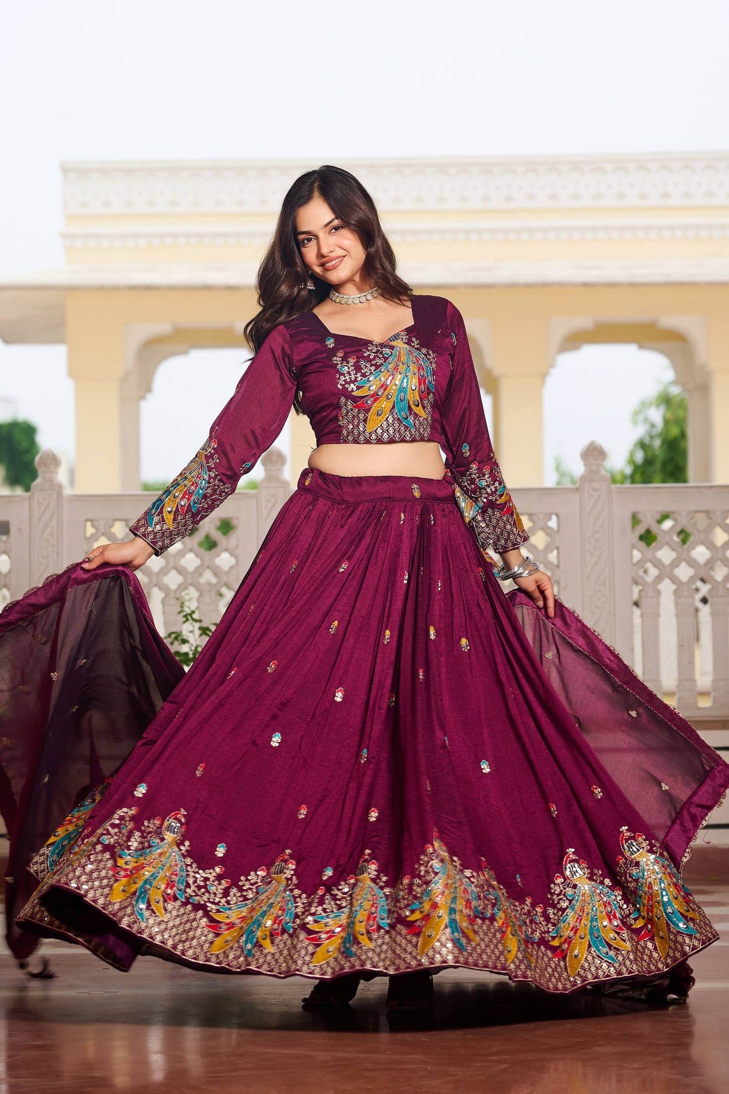 Stunning wine color lehenga choli for wedding