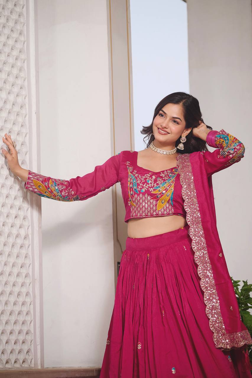 Pink color readymade ghagra choli