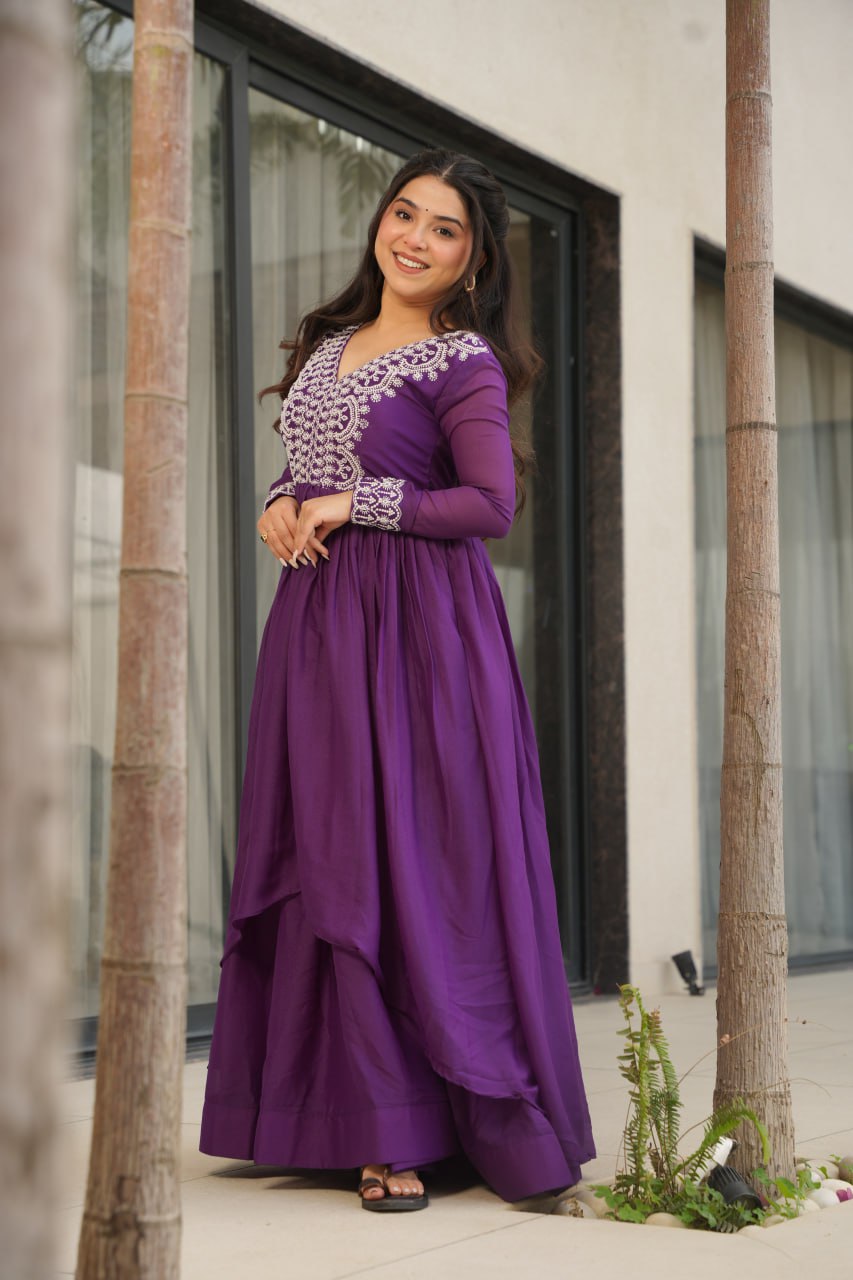 Purple Colour Gown Design