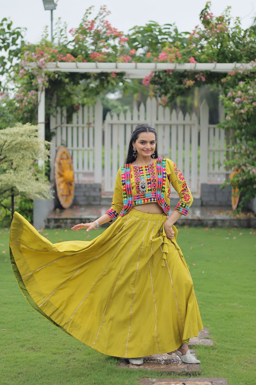 Light green color navratri lehenga for women online