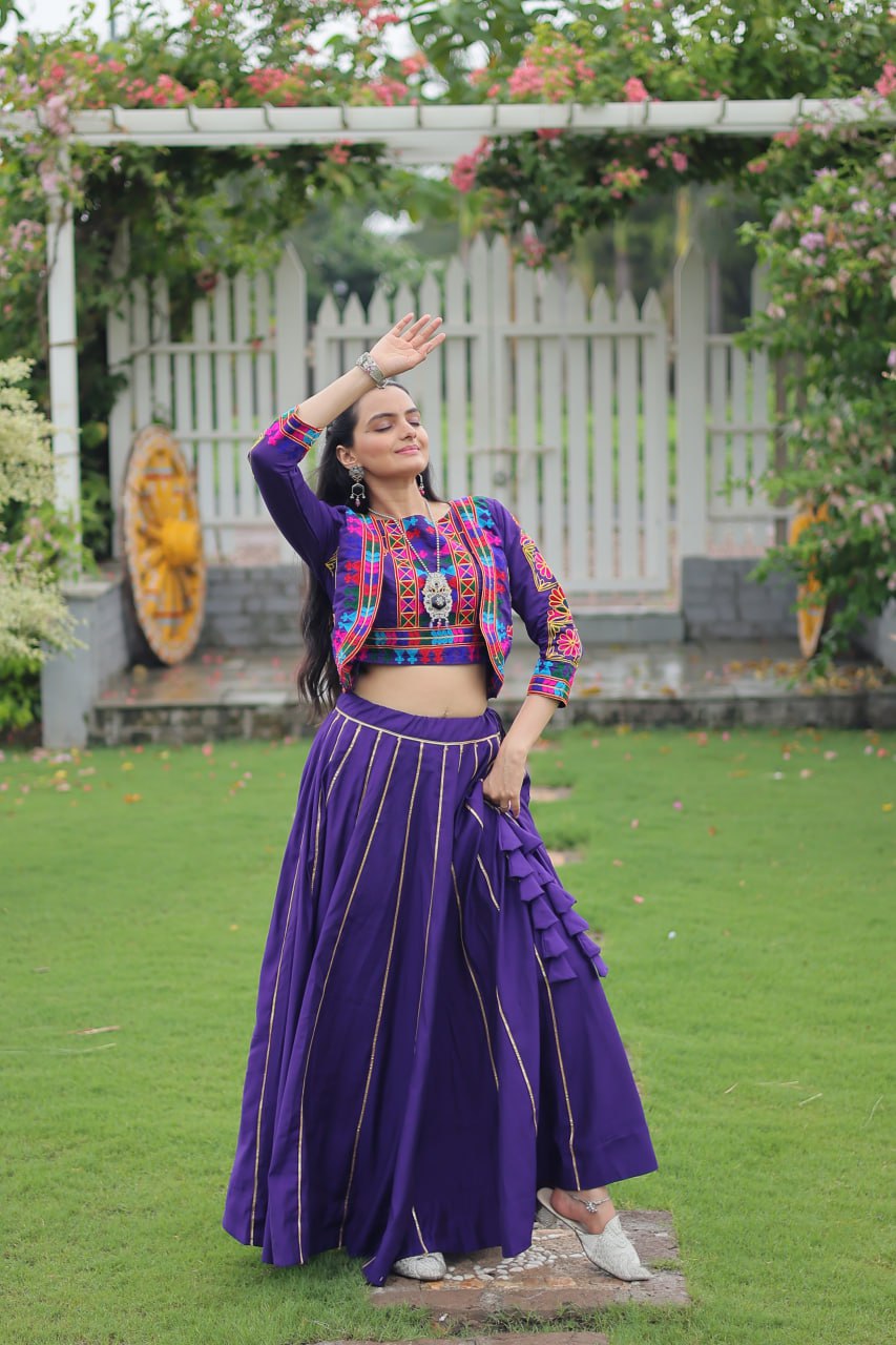 Purple Colour Lehenga With jewellery