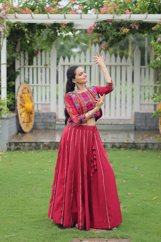 Red color navratri lehenga for women online