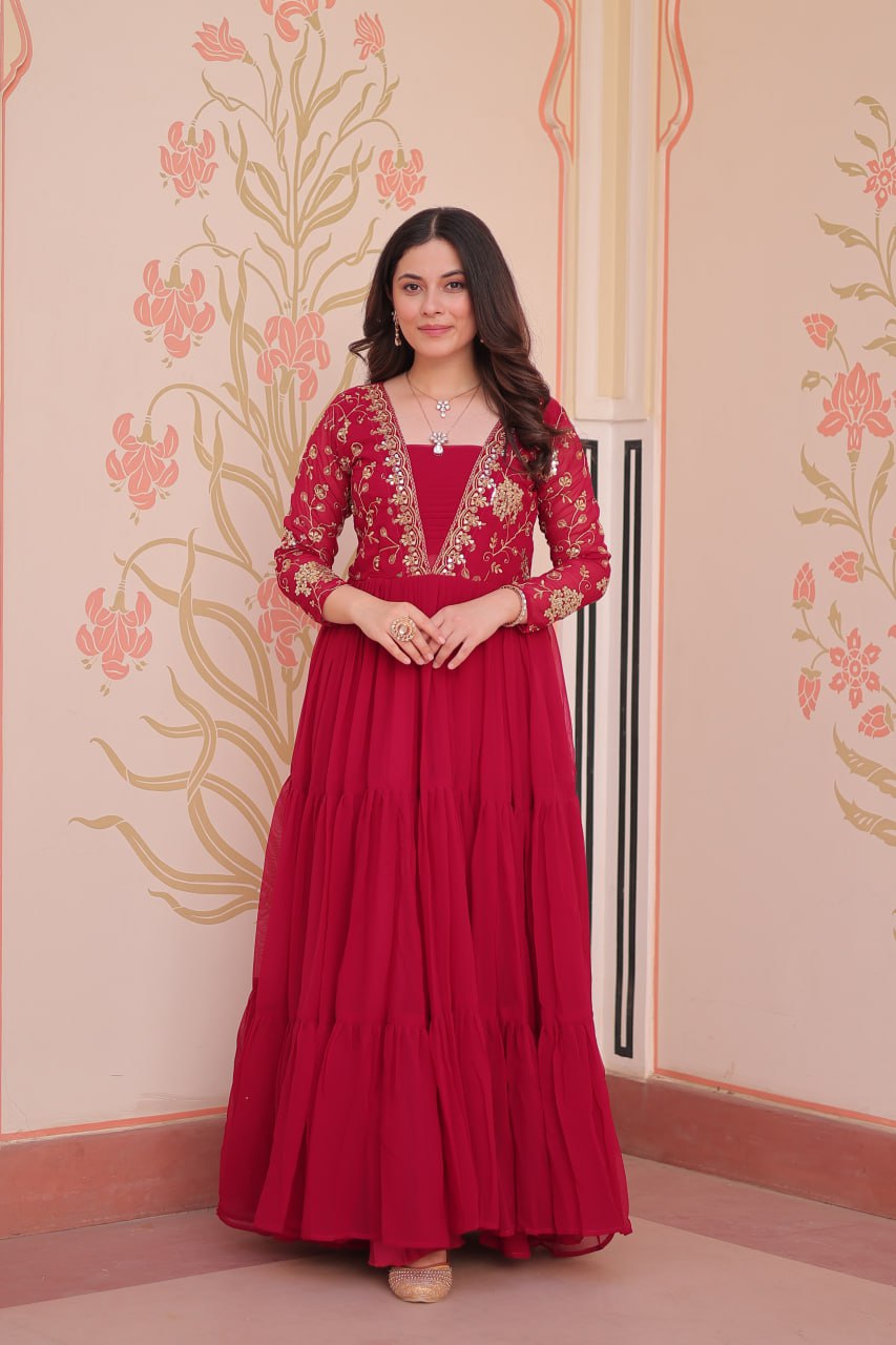 Pink colour gown for wedding