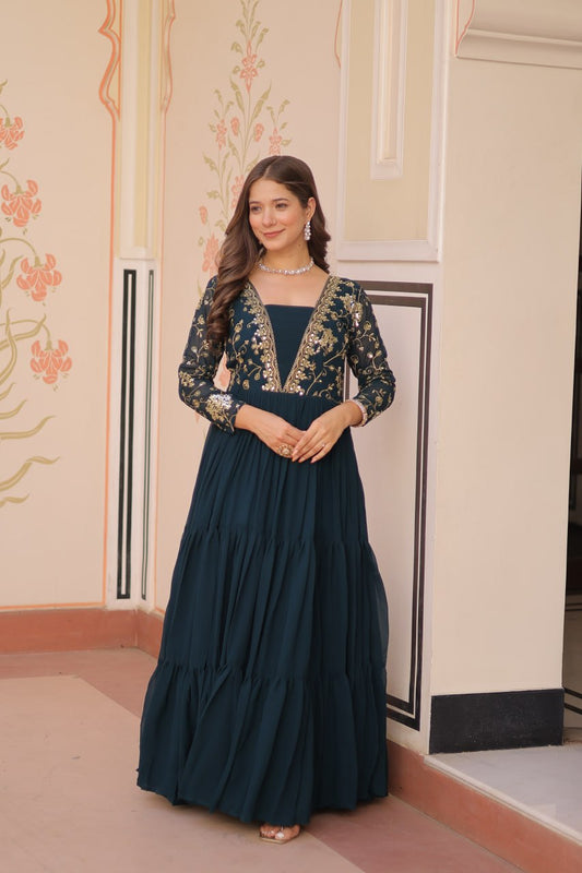Stylish long rama color gown