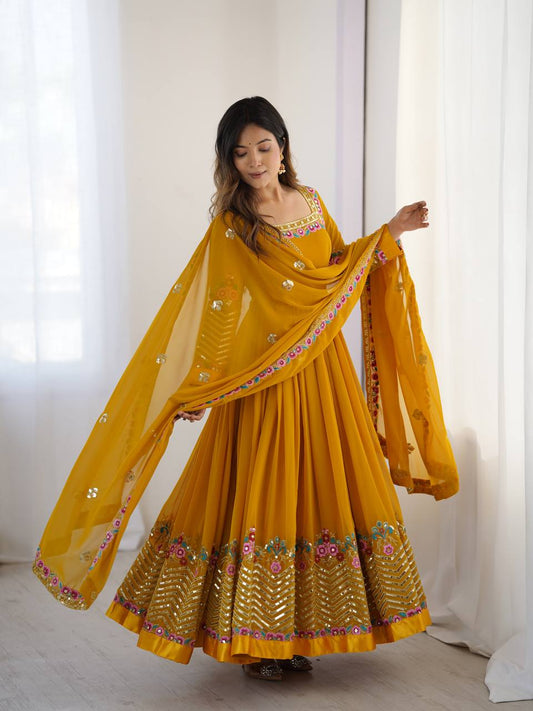 Yellow georgette gown