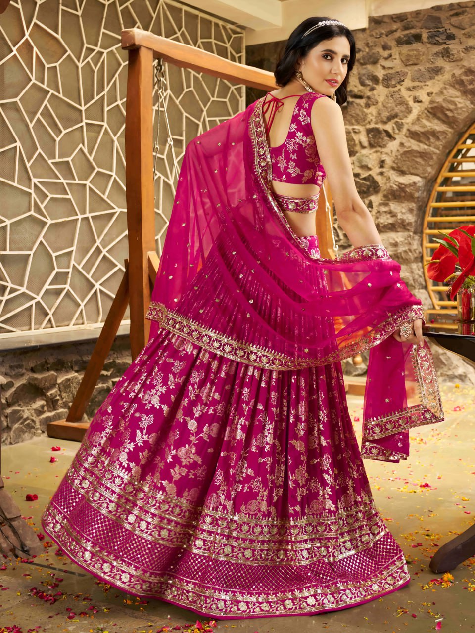 Party wear pink chaniya choli