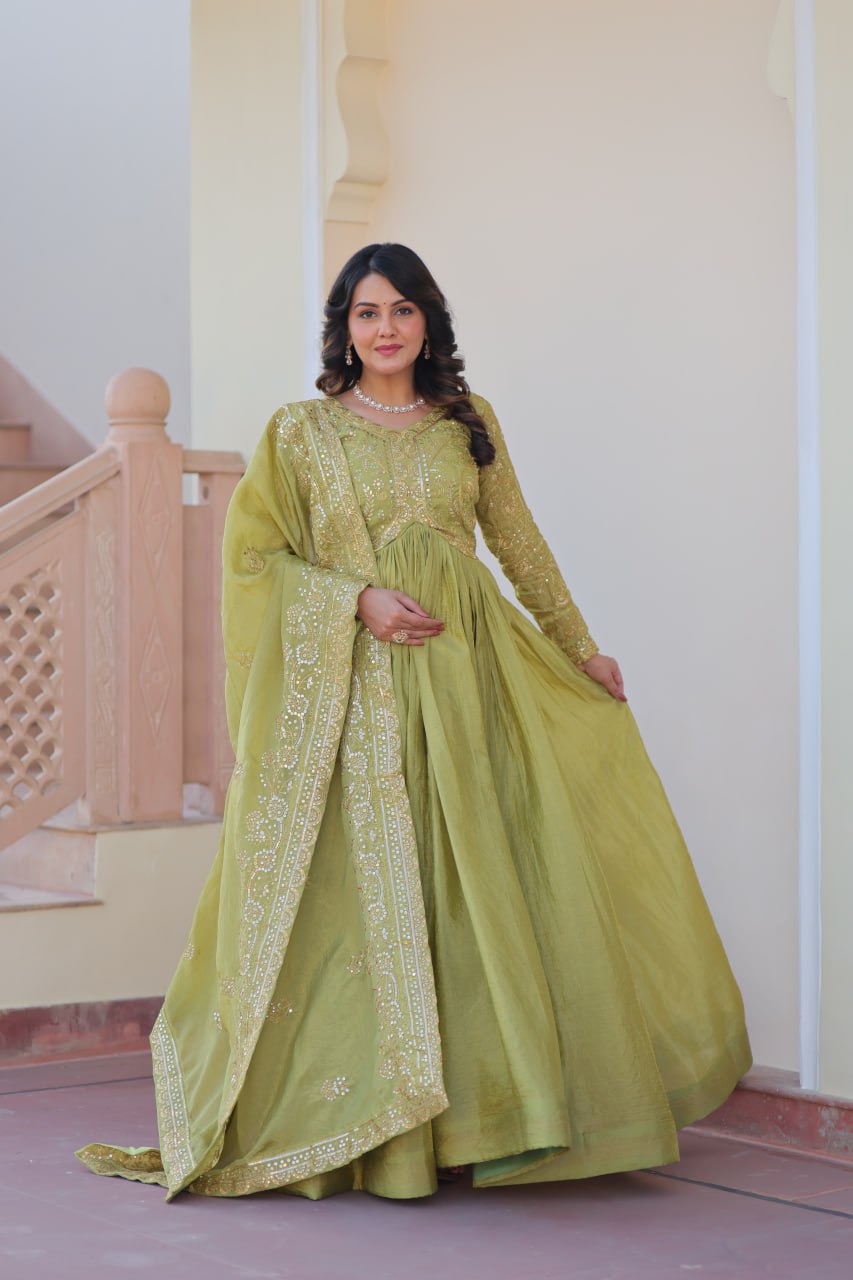 Wedding wear green gown