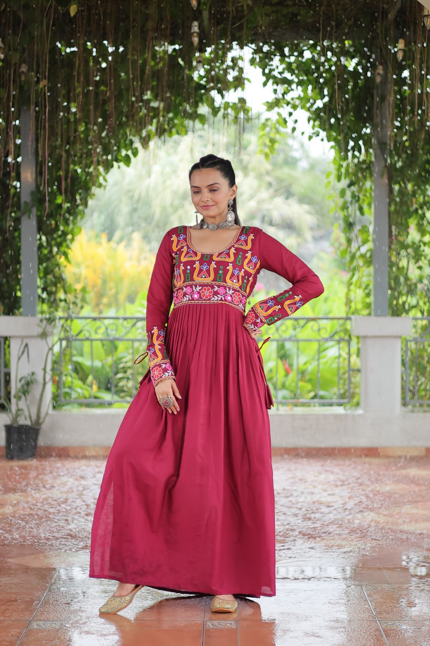 Navratri red color gown for women price