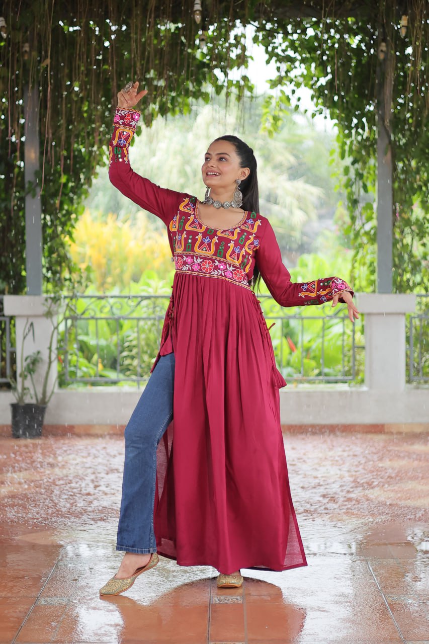 Navratri red colour kurti for women online