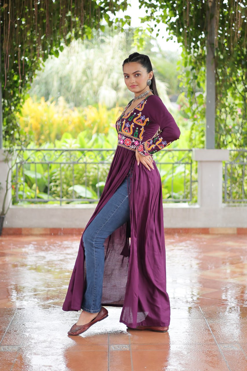 Wine color rayon kurtis price